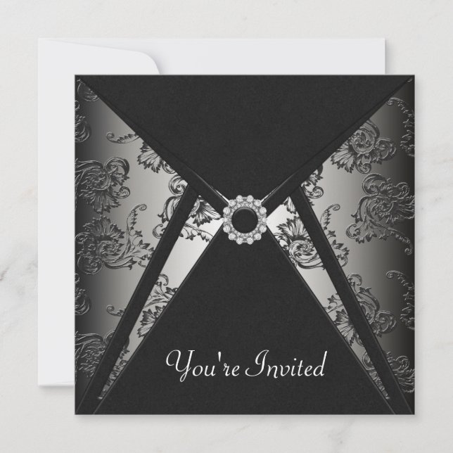 All Occasion Black Damask Party Template (Front)
