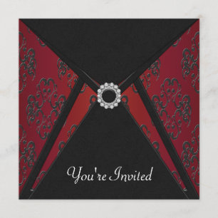 All Occasion Black Damask Red Invitation Template