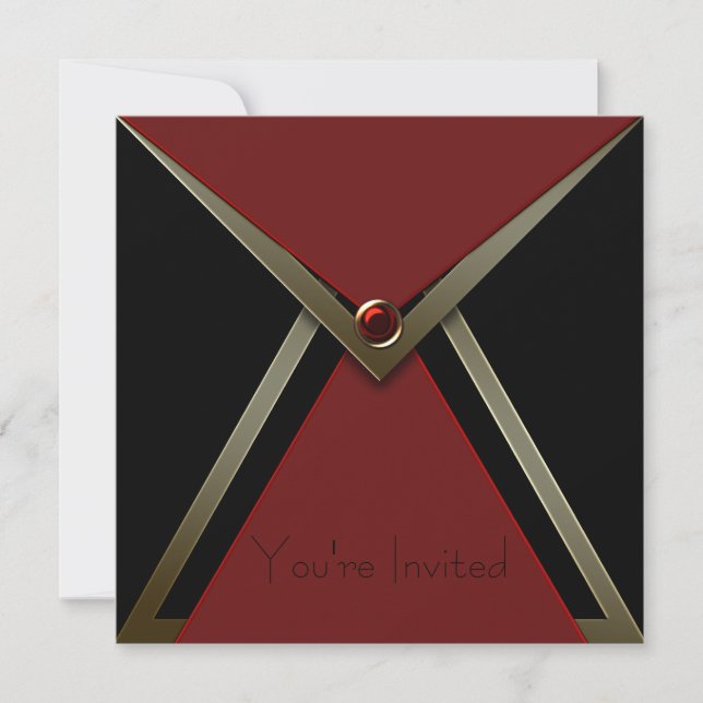All Occasion Black Red Invitation Template (Front)