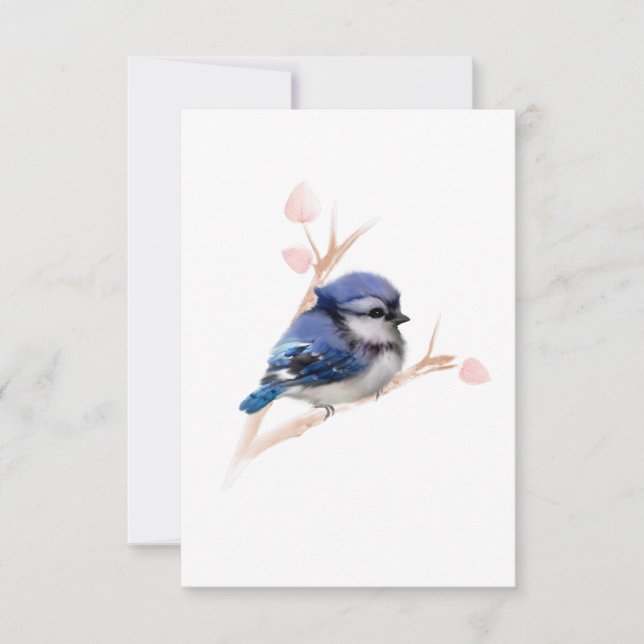 All Occasion Blue Jay Bird Note Card (Front)