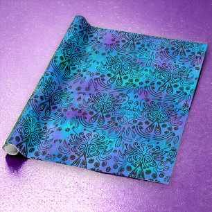 All Occasion Blue Purple Exotic  Wrapping Paper