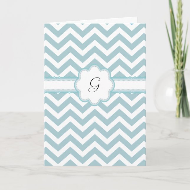 All Occasion Chevron Monogram  Thank You Note Card (Front)
