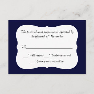 All Occasion Elegant Navy and White Response Card