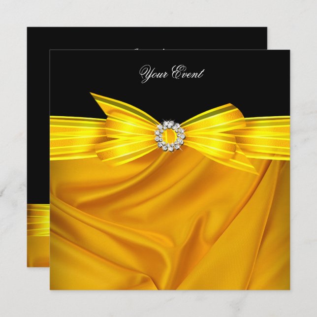 All Occasion Luxury Yellow Black Party Invitation (Front/Back)