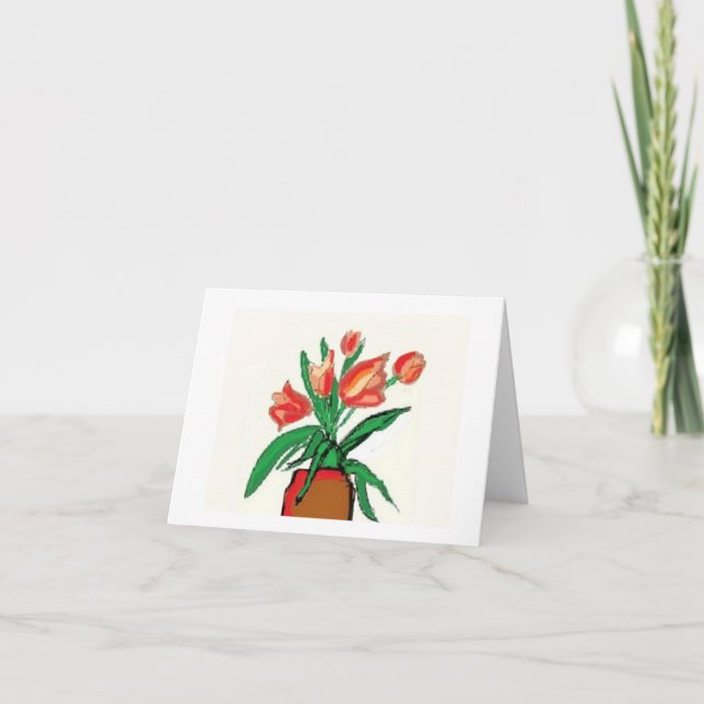 All occasion note card with peach coloured tulips (Front)