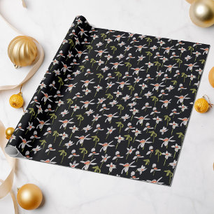 All Occasion Painted Daisies Black Background Wrapping Paper