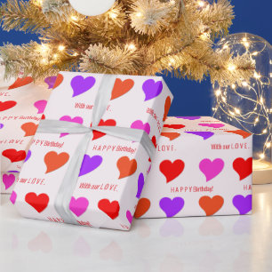 All-Occasion Personalised Fun and Colourful Hearts Wrapping Paper