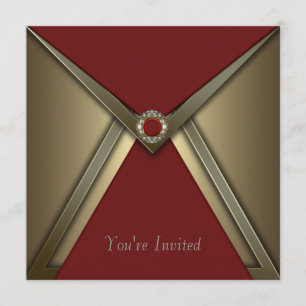 All Occasion Red Gold Invitation Template