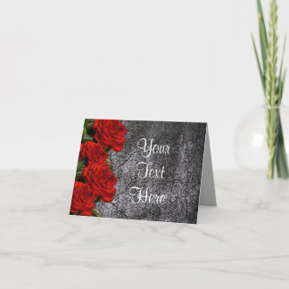 All Occasion Red Rose Black Leather Greeting Card