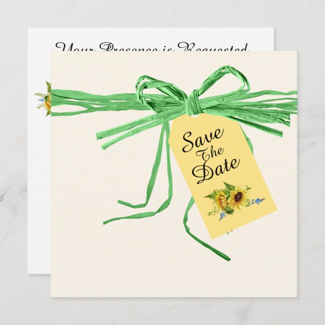 All Occasion Ribbon and Sunflowers Invitation (Front/Back)