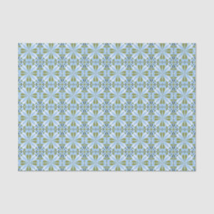 All Occasion Scandinavian Blue Olive Green Floral Tissue Paper