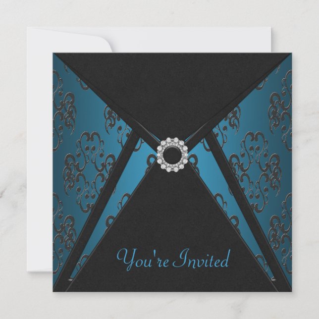 All Occasion Teal Black Invitation Template (Front)