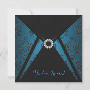 All Occasion Teal Black Invitation Template