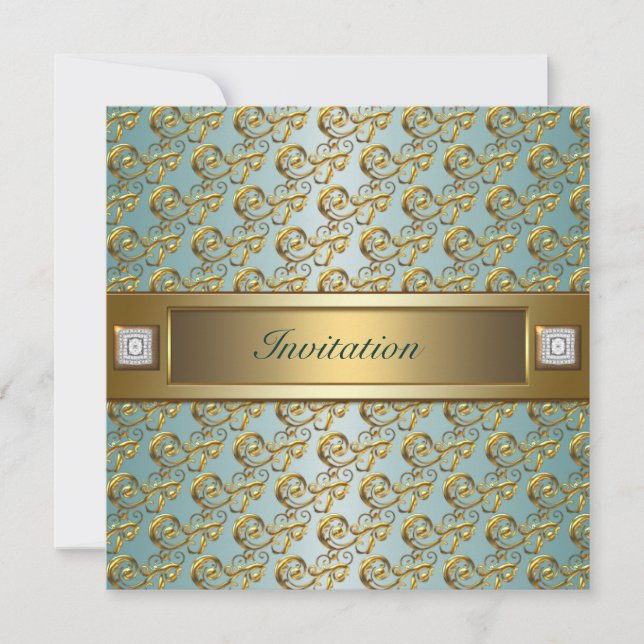 All Occasion Teal Gold Invitation Template (Front)