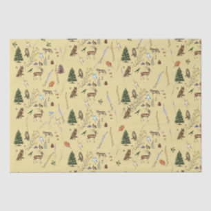 All Occasion Woodland Animals Plants Gold Tissue Paper