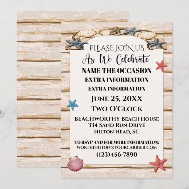 All Occasions Beach Invitation Version 3 (Front/Back)