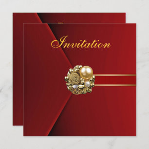 All Occasions Rich Red Velvet Gold Image Invitation