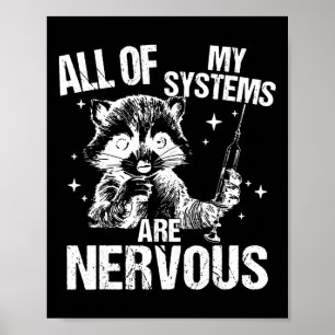 All Of My Systems Are Nervous Funny Racoon Emerge Poster