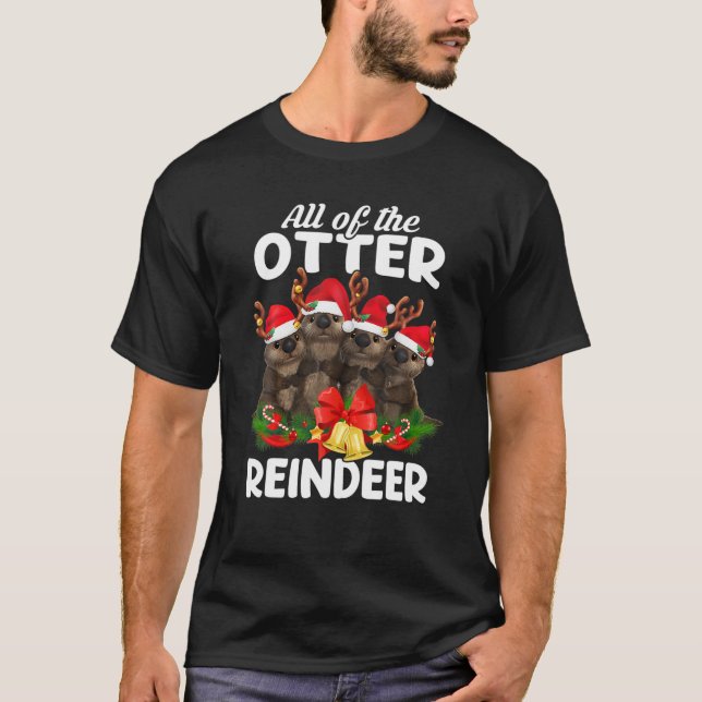 All Of Otter Reindeer Christmas Family Pyjamas Mat T-Shirt (Front)