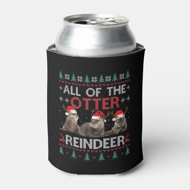 All Of Otter Reindeer Christmas Ugly Pyjamas Xmas  Can Cooler (Can Front)