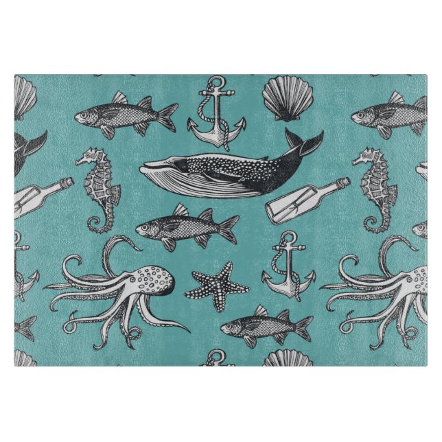 All Of The Sea Pattern Cutting Board (Front)