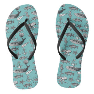 All Of The Sea Pattern Thongs