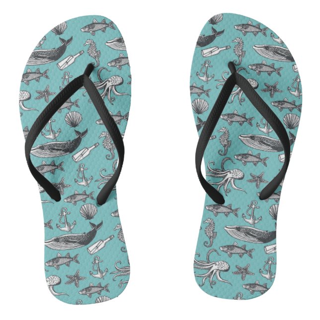 All Of The Sea Pattern Thongs (Footbed)