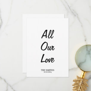All Our Love Thank You Card - One Sided for notes