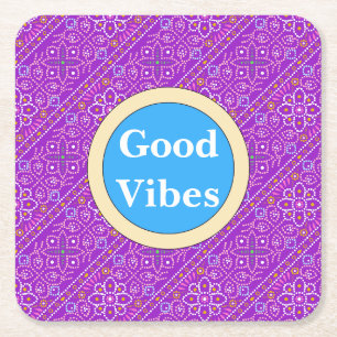 all over bandhni square paper coaster