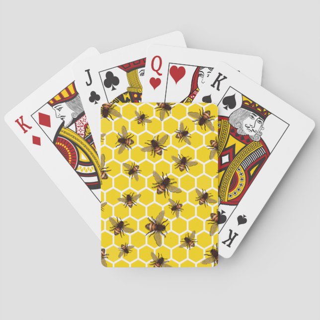 All Over Bees on Honeycomb Playing Cards (Back)