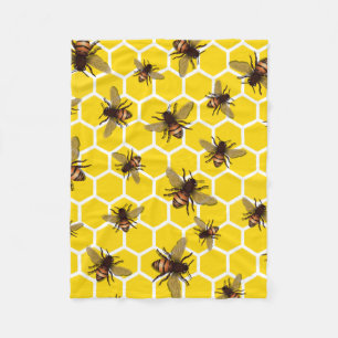All Over Bees on Honeycomb Small Fleece Blanket