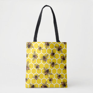 All Over Bees on Honeycomb Tote Bag