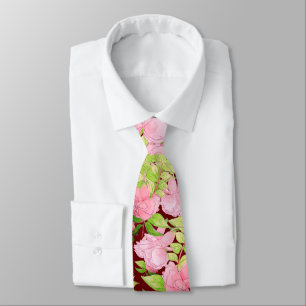 All over big and bold soft pink flowers tie