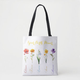 All-Over Birth Month Flower Tote Bag