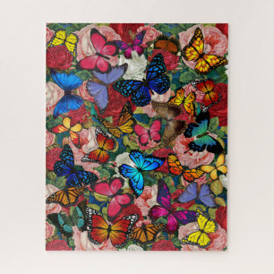 All Over Butterflies and Roses  Butterfly Design Jigsaw Puzzle
