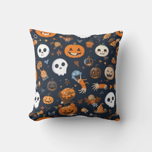 All-Over Character Halloween Pattern Pillow (Front)