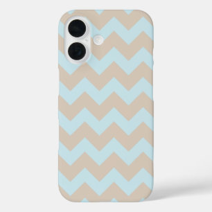 All Over Chevron Print Beige and Pale Powder Blue iPhone 16 Case