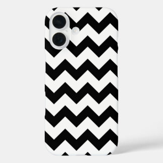 All Over Chevron Print Black and White Zig Zags iPhone 16 Case
