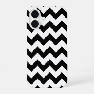 All Over Chevron Print Black and White Zig Zags iPhone 16 Case