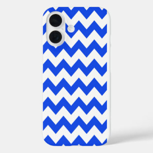 All Over Chevron Print White and Blue Zig Zags iPhone 16 Case