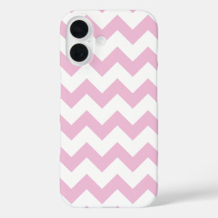 All Over Chevron Print White and Pale Pastel Pink iPhone 16 Case