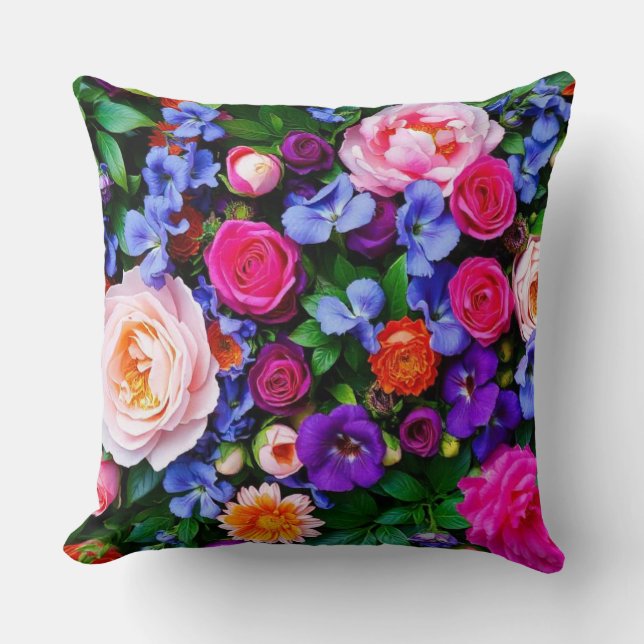 All Over Colourful Floral Cushion (Front)