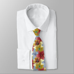 all over colourful lily flower pattern floral tie
