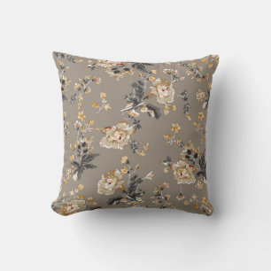 All over flowers pattern on brown backgroundflower cushion