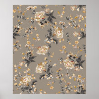 All over flowers pattern on brown backgroundflower