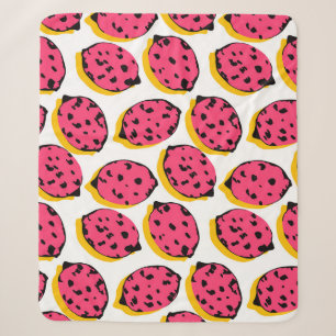 all over lemon pattern vintageabstract, art, backg sherpa blanket