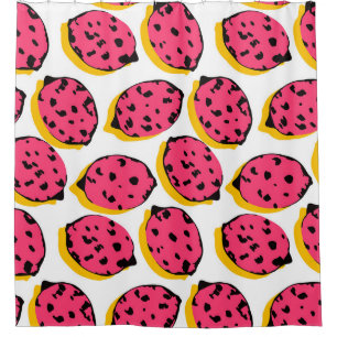 all over lemon pattern vintageabstract, art, backg shower curtain
