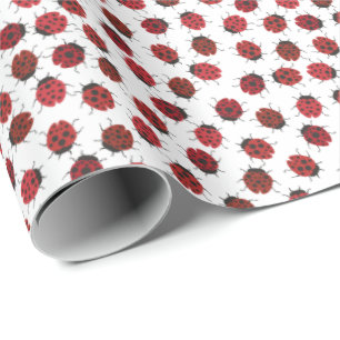 All Over Modern Red Ladybugs Wrapping Paper