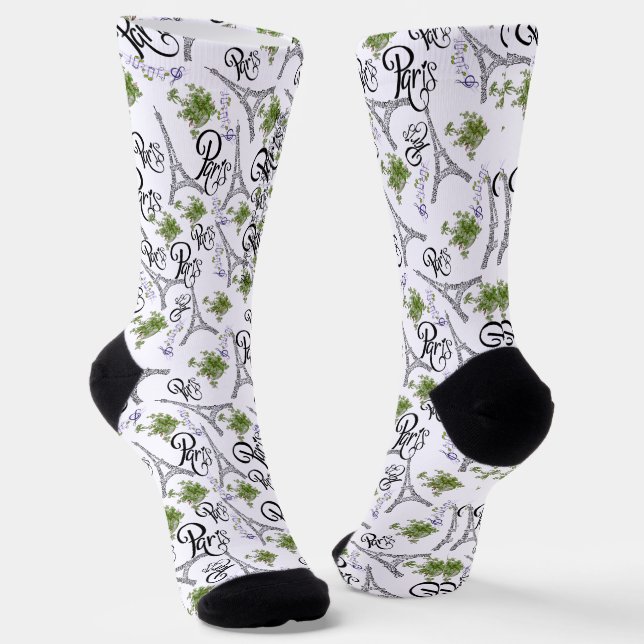 all-over Paris print with flowers Socks (Angled)