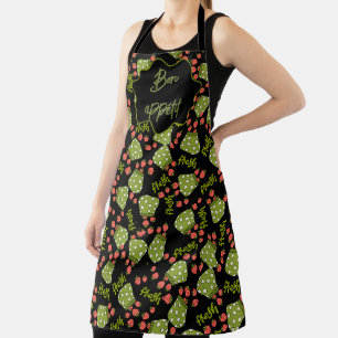 All-Over Print Apron Bon appétit with strawberries